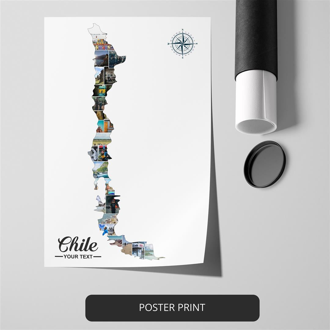 Map of Chile Photo Collage: Customized Chilean Art and Decorations