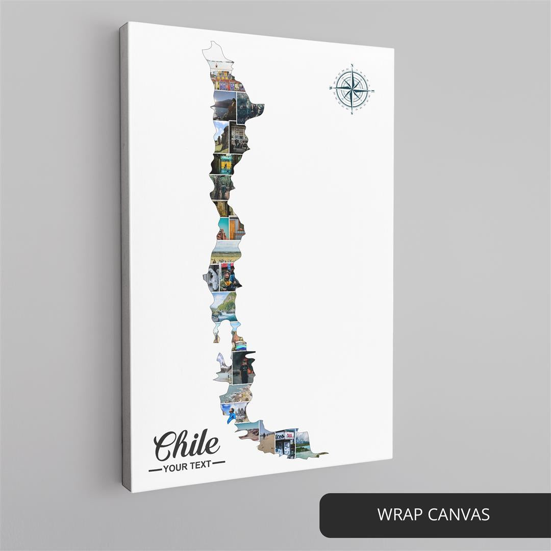 Chile Art: Personalized Photo Collage with Chilean Map as a Stunning Gift
