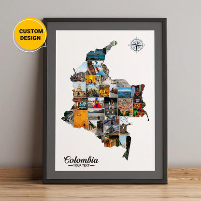 Colombia Map Personalized Photo Collage - Customized Artwork for Walls