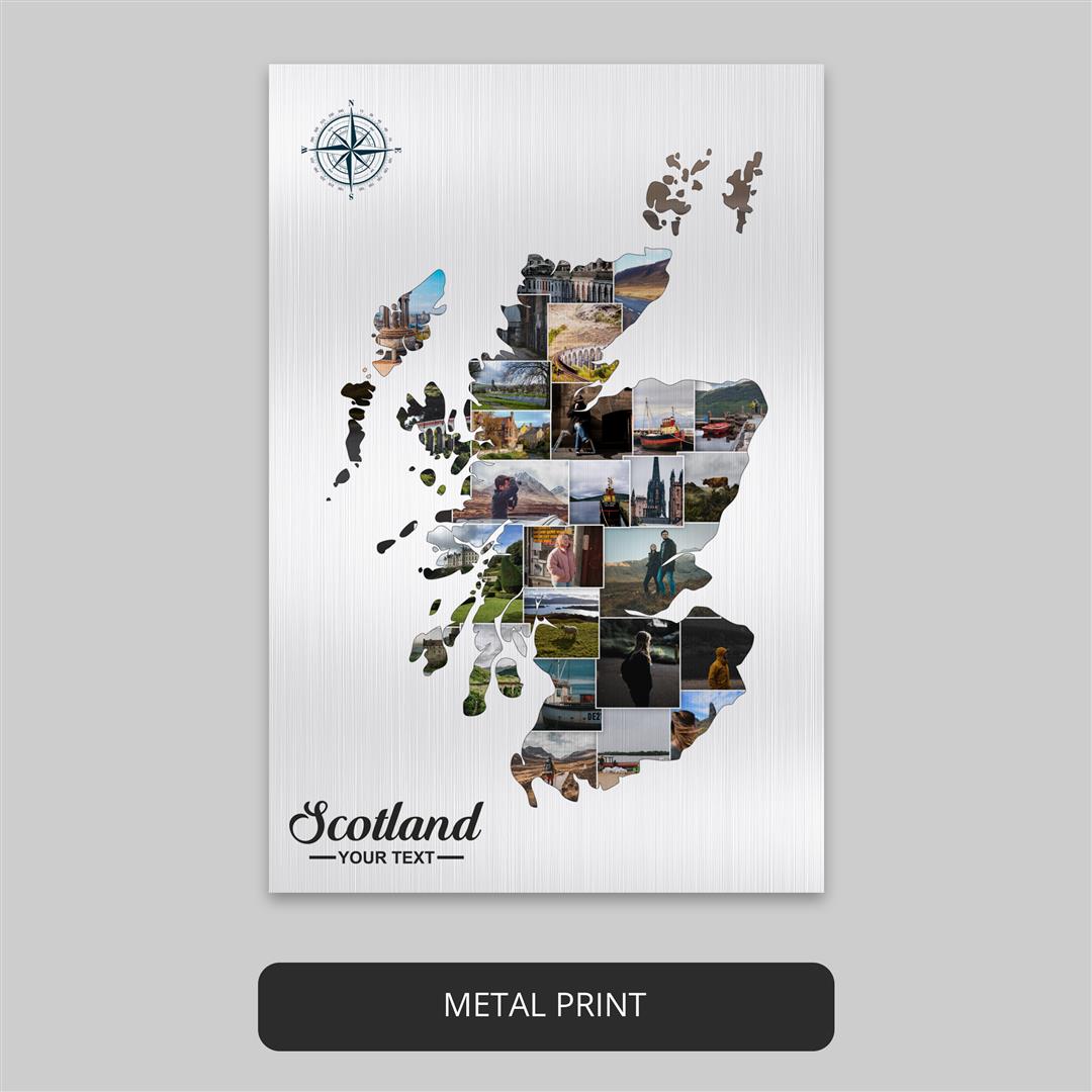 Map of Scotland: Personalized Photo Collage Wall Decor