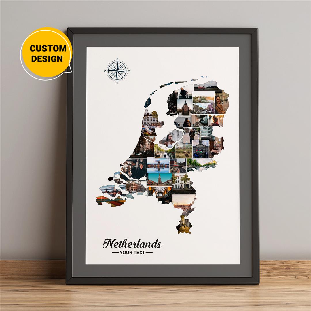 Personalized Photo Collage featuring Netherlands Map - Perfect Birthday Gift