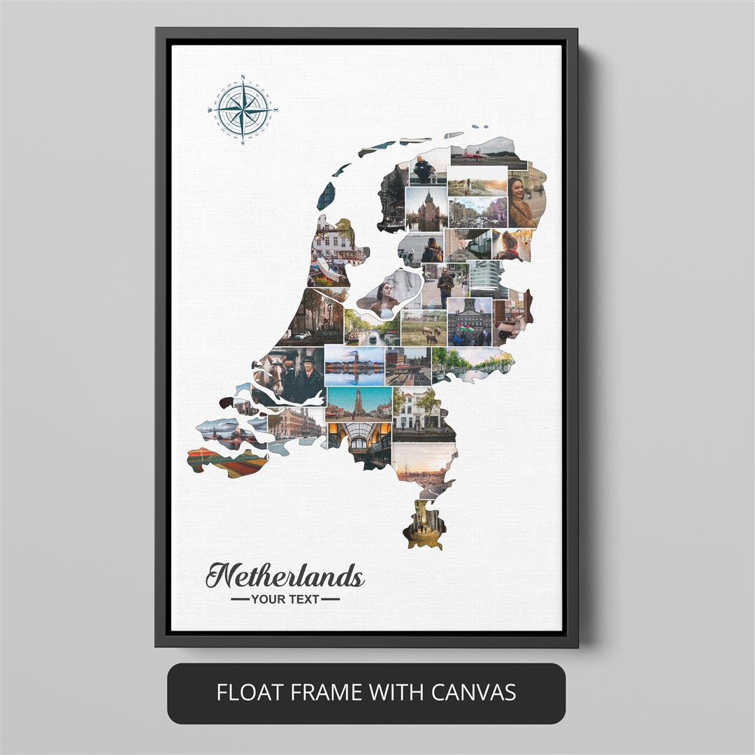 Netherlands Map Collage - Stylish Art Piece for Home Decoration and Gifting