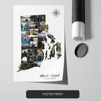 Rhode Island Map: Personalized Photo Collage - Unique Wall Art and Decor