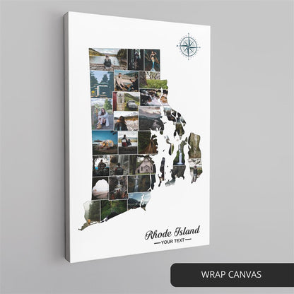 Rhode Island Wall Art: Personalized Photo Collage - Unique Gift Idea for Rhode Island Enthusiasts