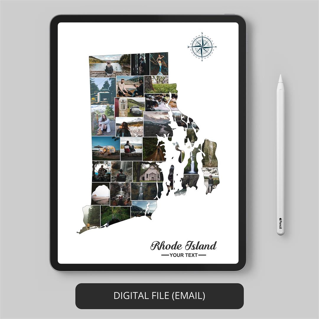 Rhode Island Poster: Personalized Photo Collage - Unique Wall Decor for Rhode Island Lovers