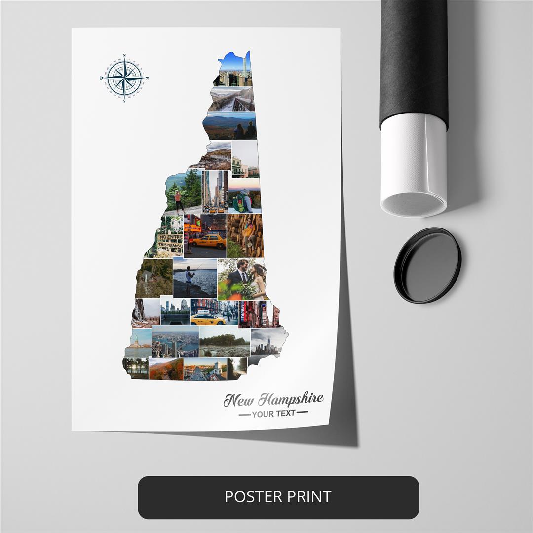 New Hampshire Map - Customizable Photo Collage - Perfect New Hampshire Experience Gift