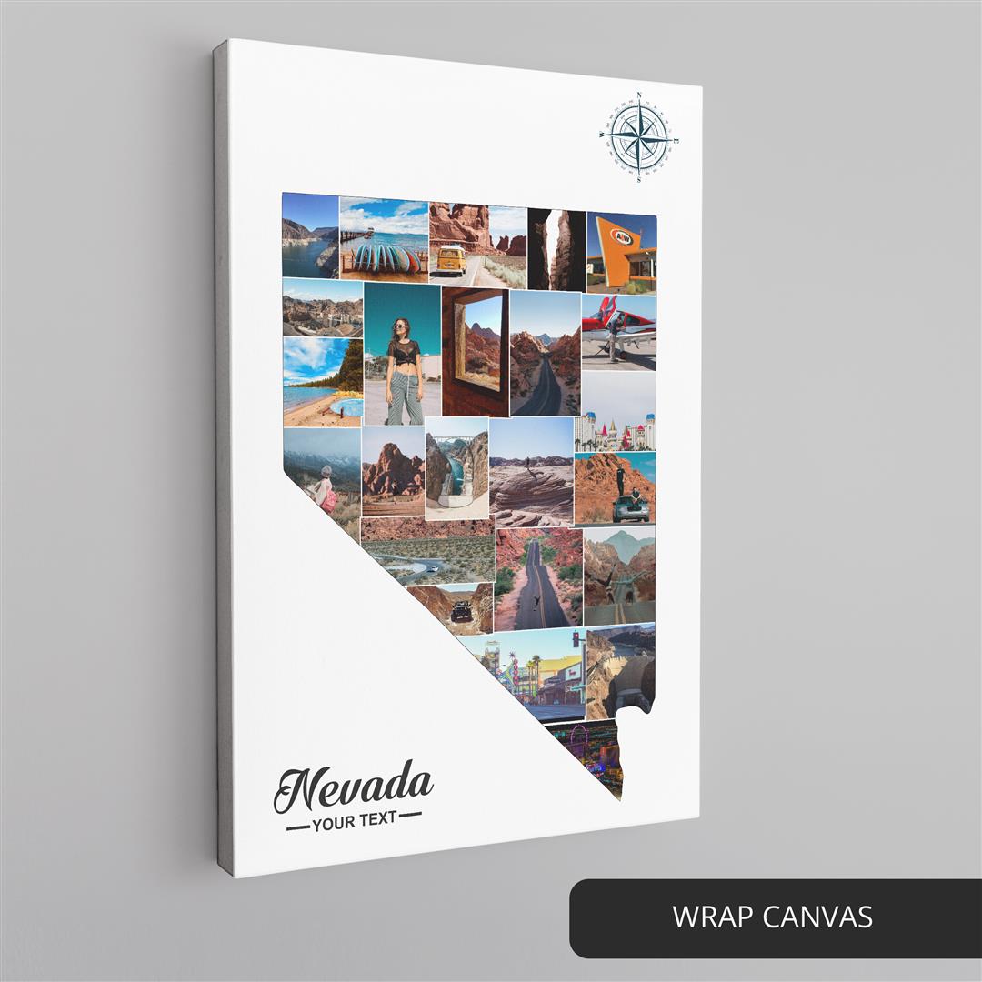 Handcrafted Customized Nevada Map Themed Wall Art Picture Collage