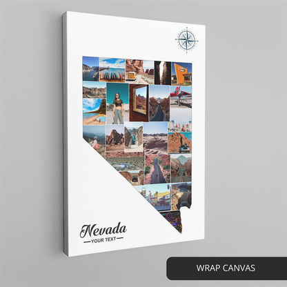 Handcrafted Customized Nevada Map Themed Wall Art Picture Collage