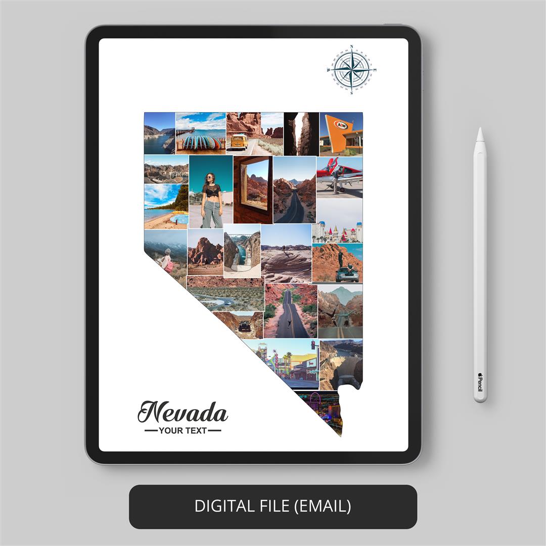 Perfect Gift: Customized Nevada Map Themed Wall Art Picture Collage