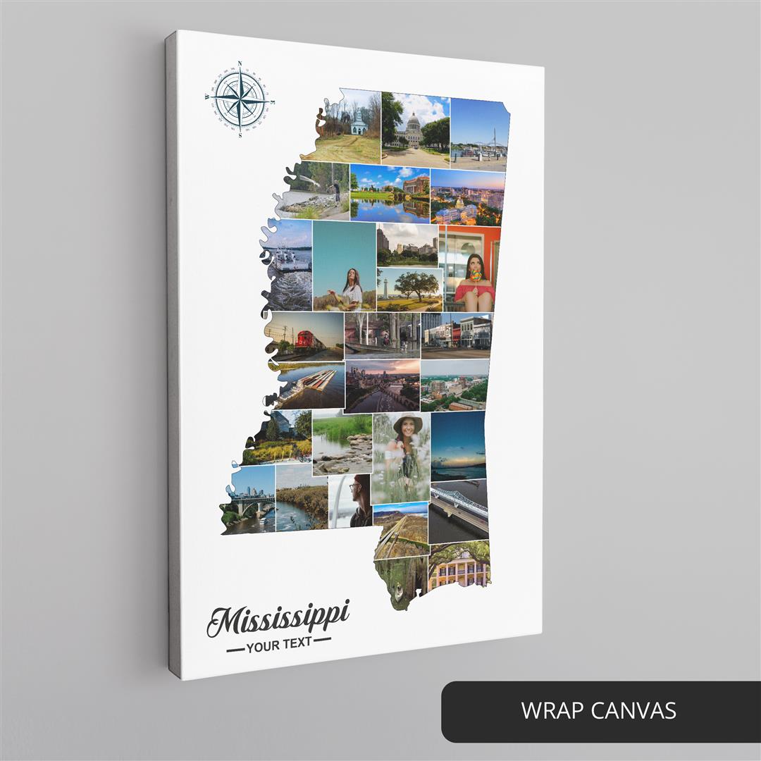 Mississippi Gift Ideas: Custom Photo Collage with Map of Mississippi