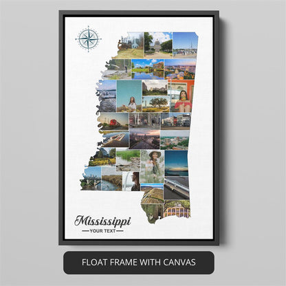 Mississippi Christmas Gifts: Custom Photo Collage with Mississippi State Map