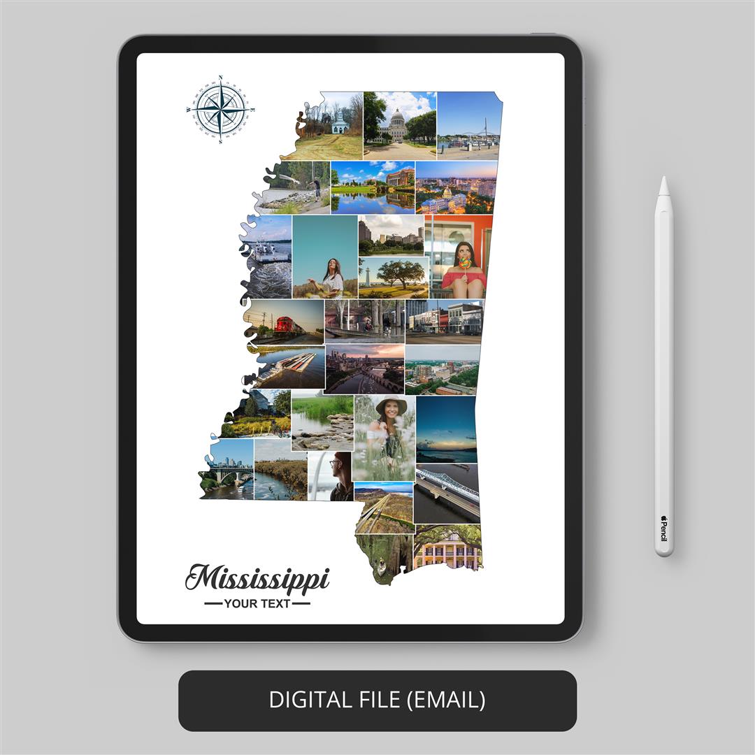 Celebrate Mississippi with a Personalized Photo Collage - Unique Mississippi Gift Idea