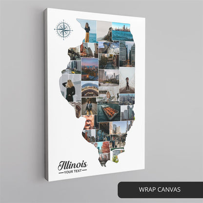 Stunning Illinois County Map Collage - Perfect Illinois Gift