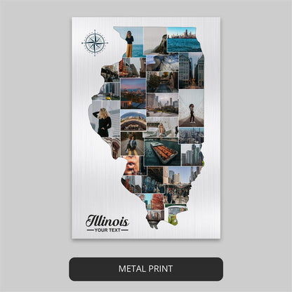 Illinois Wall Art with Customizable Photos - Unique Gift from Illinois