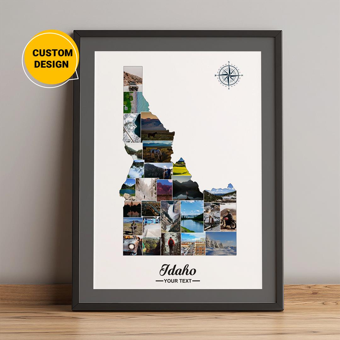 Personalized Idaho Map Photo Collage: Unique Idaho Themed Gifts