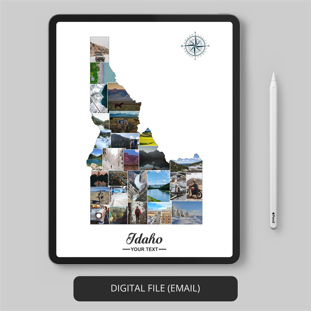 Idaho-Themed Photo Collage: Unique Artwork Celebrating Idaho's Beauty