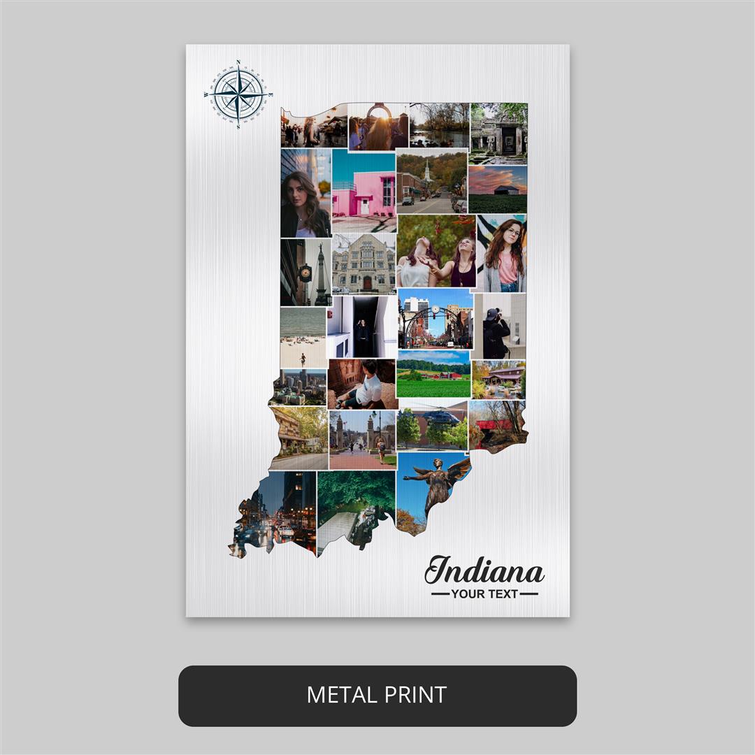 Indiana Gifts - Personalized Photo Collage showcasing Indiana Map
