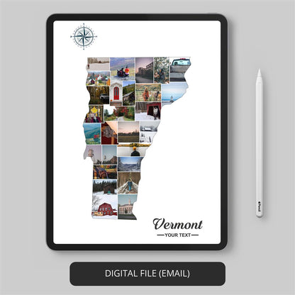 Map of Vermont - Customizable Photo Collage for Vermont Decor