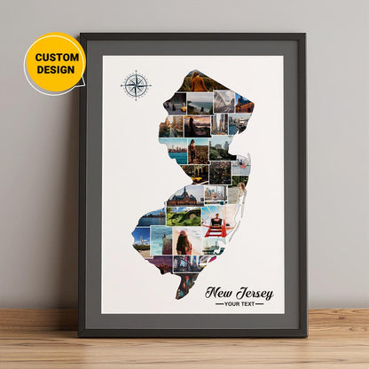 Personalized New Jersey Map Photo Collage - Unique New Jersey Gifts