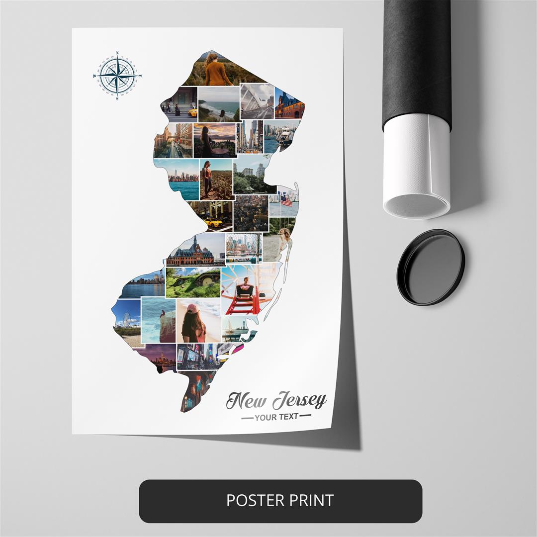 Map of New Jersey Artwork - Customized Photo Collage Gift