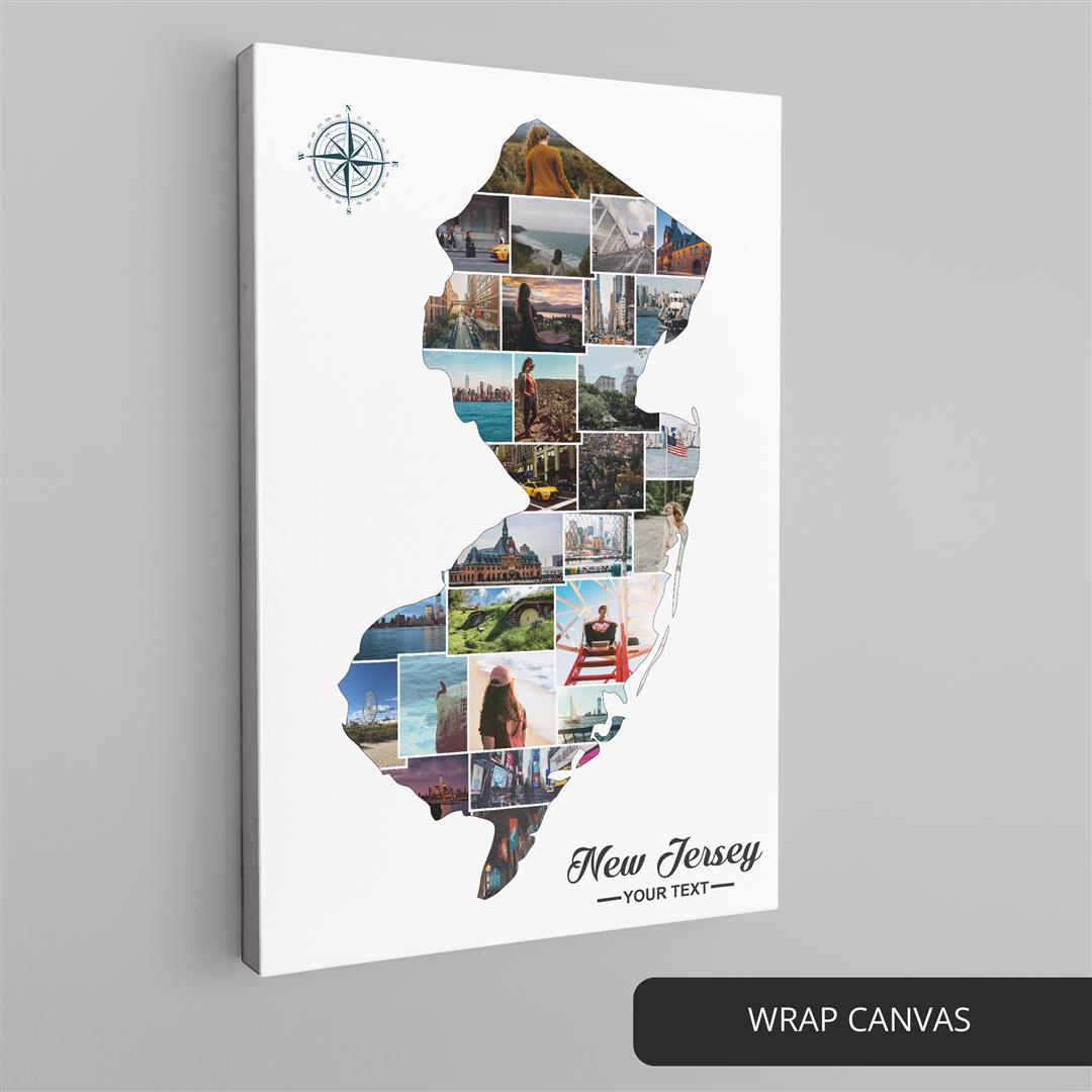 New Jersey Themed Gifts - Personalized Photo Collage Wall Art