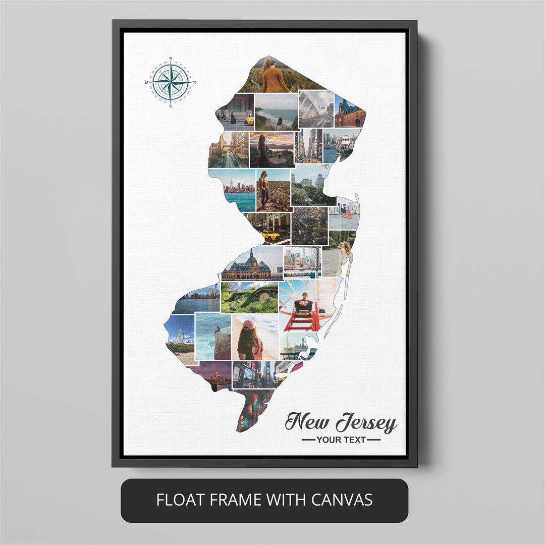 Customized New Jersey Map Collage - Unique Wall Art Gift