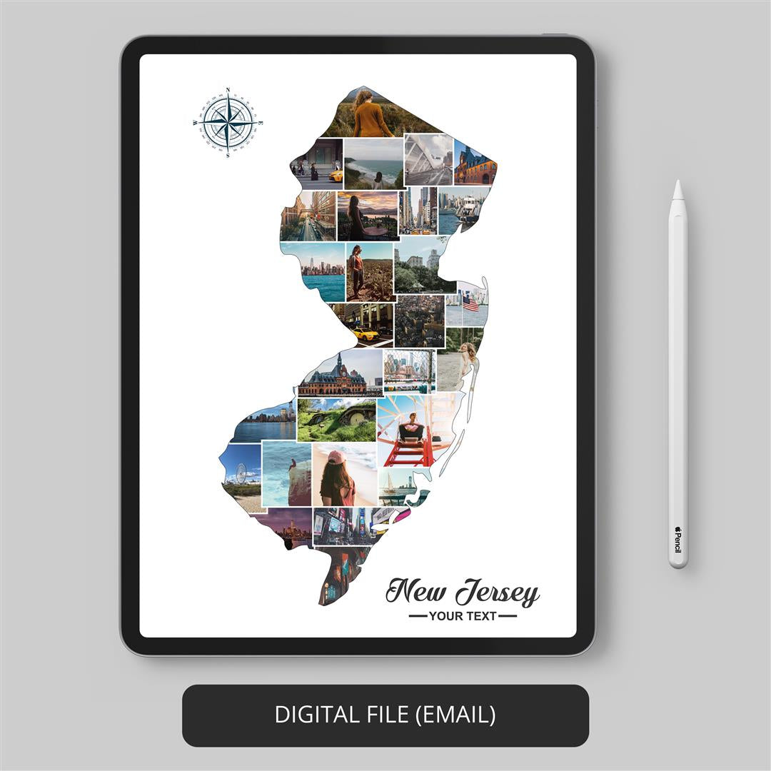 Capture New Jersey's Charm - Personalized Photo Collage Artwork