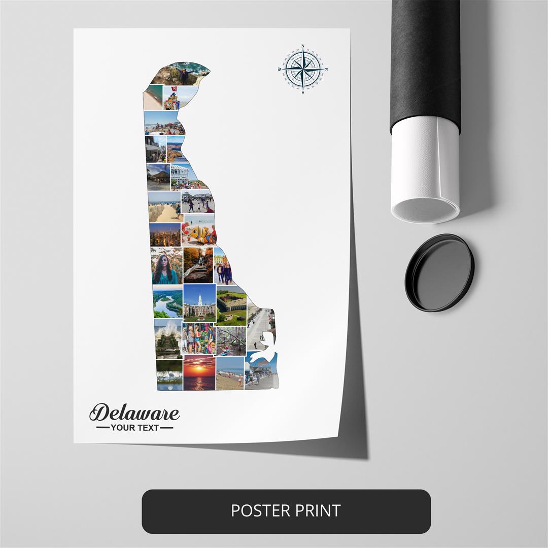 Map of Delaware Photo Collage: Unique Wall Art and Gifts for Delaware Lovers