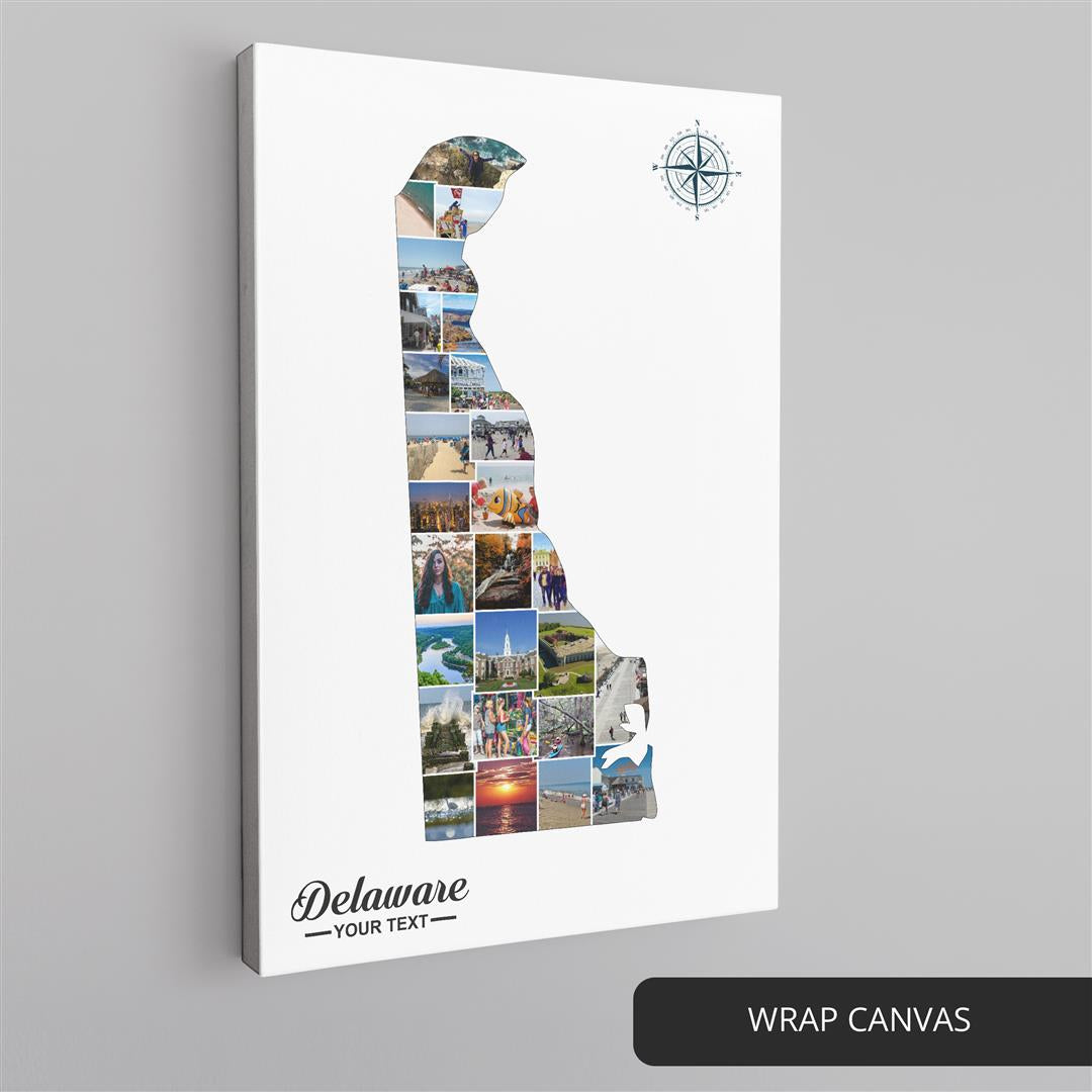 Delaware Themed Personalized Collage: Ideal Gift for Delaware Residents and Visitors