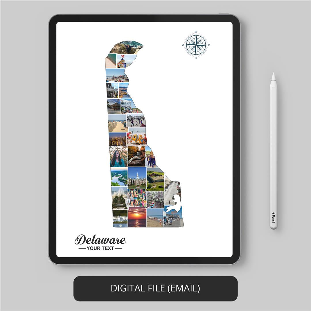 Delaware Prints: Captivating Personalized Collage Depicting Delaware County Map
