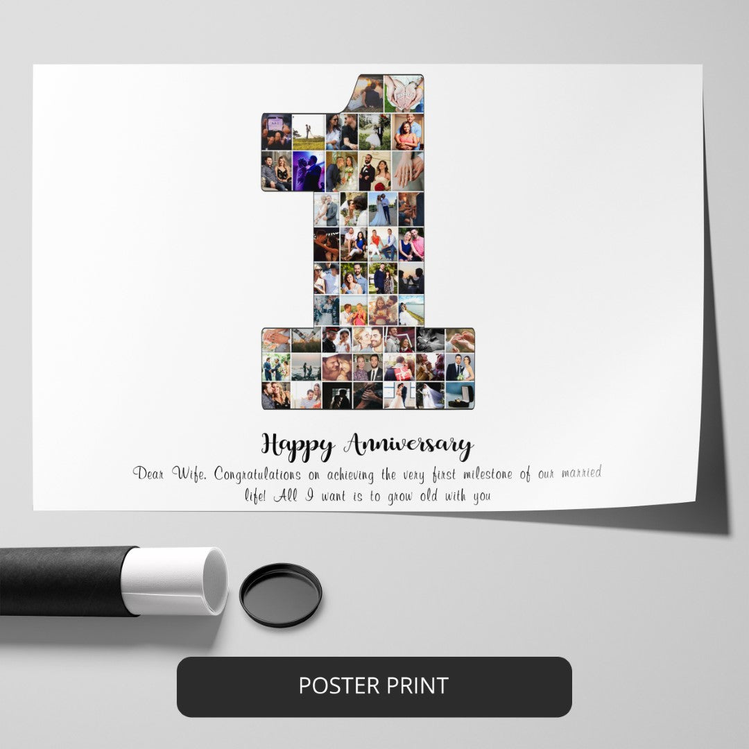 A perfect gift for a milestone anniversary – a custom-made 1st wedding anniversary photo collage!