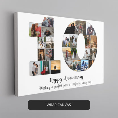 10th wedding anniversary in style with this customized photo collage.
