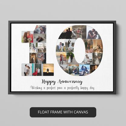 A thoughtful 10th-anniversary gift idea for couples - a beautiful picture collage.