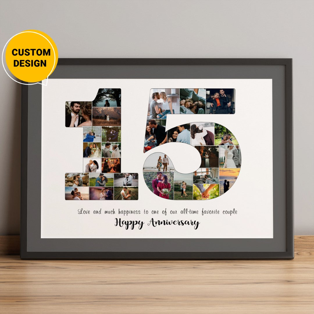 Buy a unique 15th Anniversary gift for him or her with our personalized photo collage.