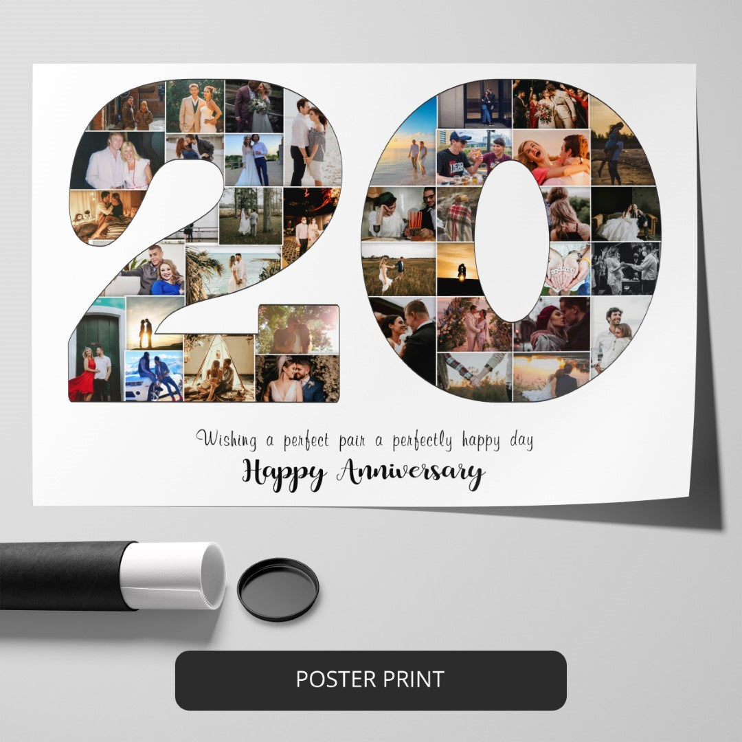 20th Wedding Anniversary Personalized Photo Collage