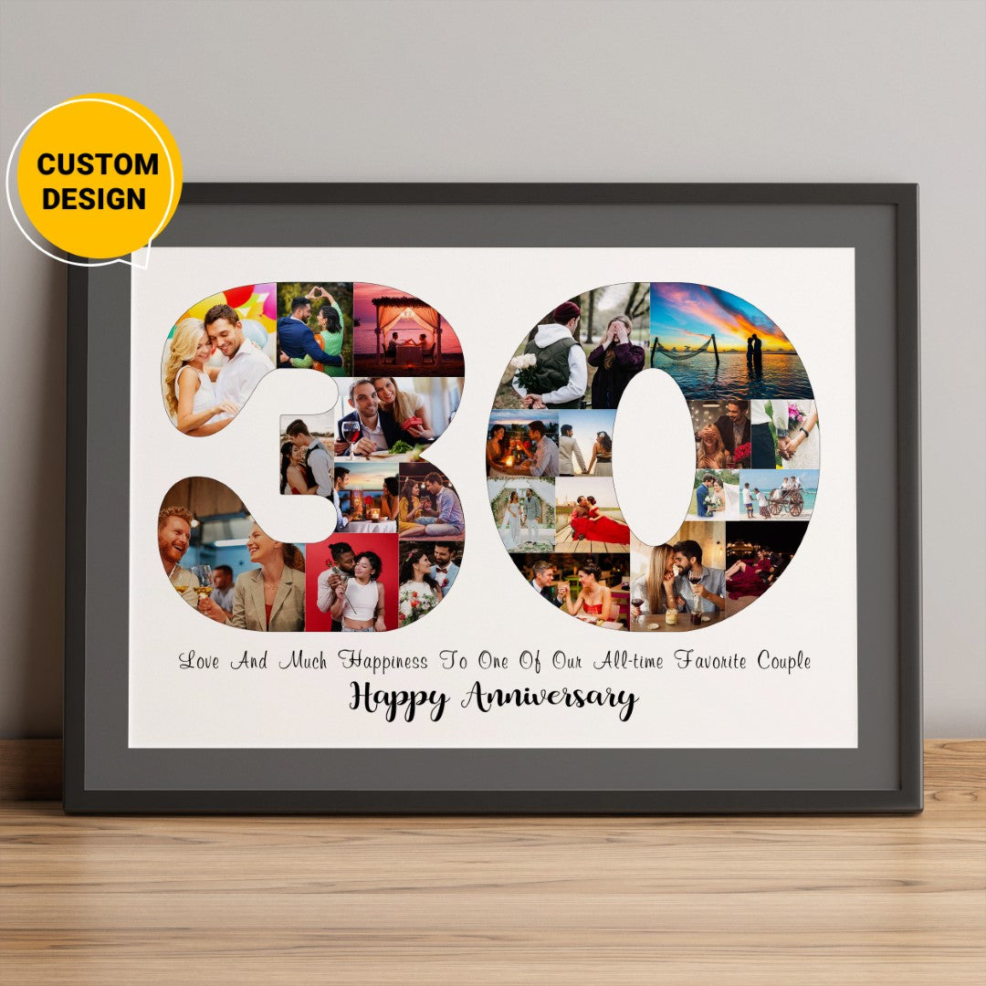 Unique 30th Wedding Anniversary Collage Gift Idea for Husband or Wife