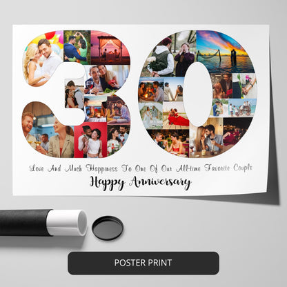 Memorable and Heartfelt 30th Wedding Anniversary Collage Gift
