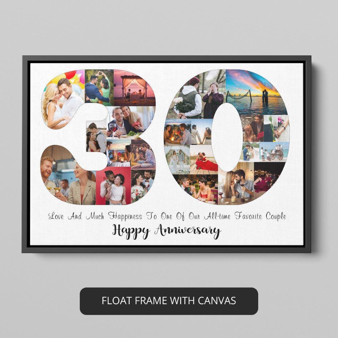 Personalized 30th Wedding Anniversary Photo Collage Gift