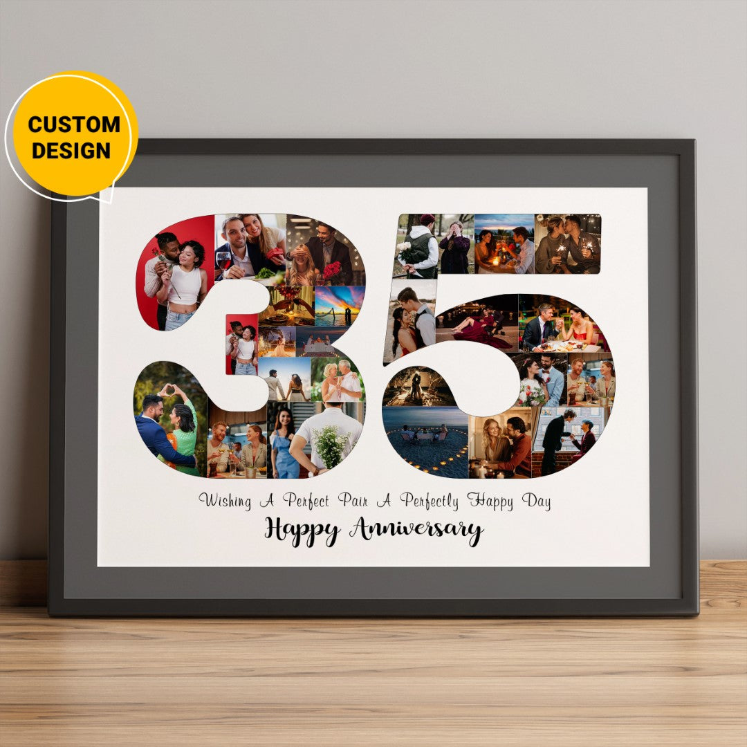 Personalized 35th Anniversary Gift Photo Collage for Parents and Couples