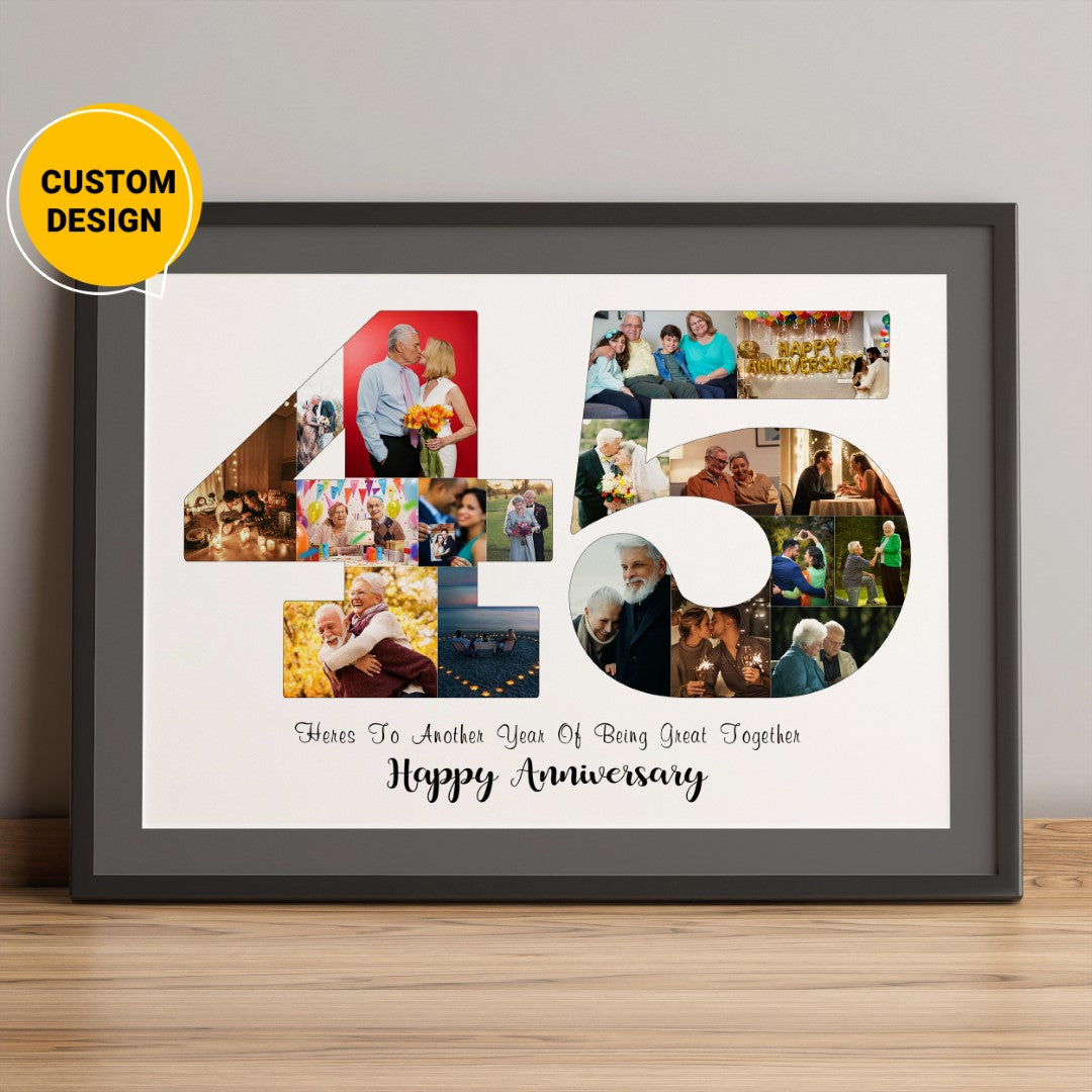 A perfect 45th wedding anniversary gift for parents - A personalized Photo Collage