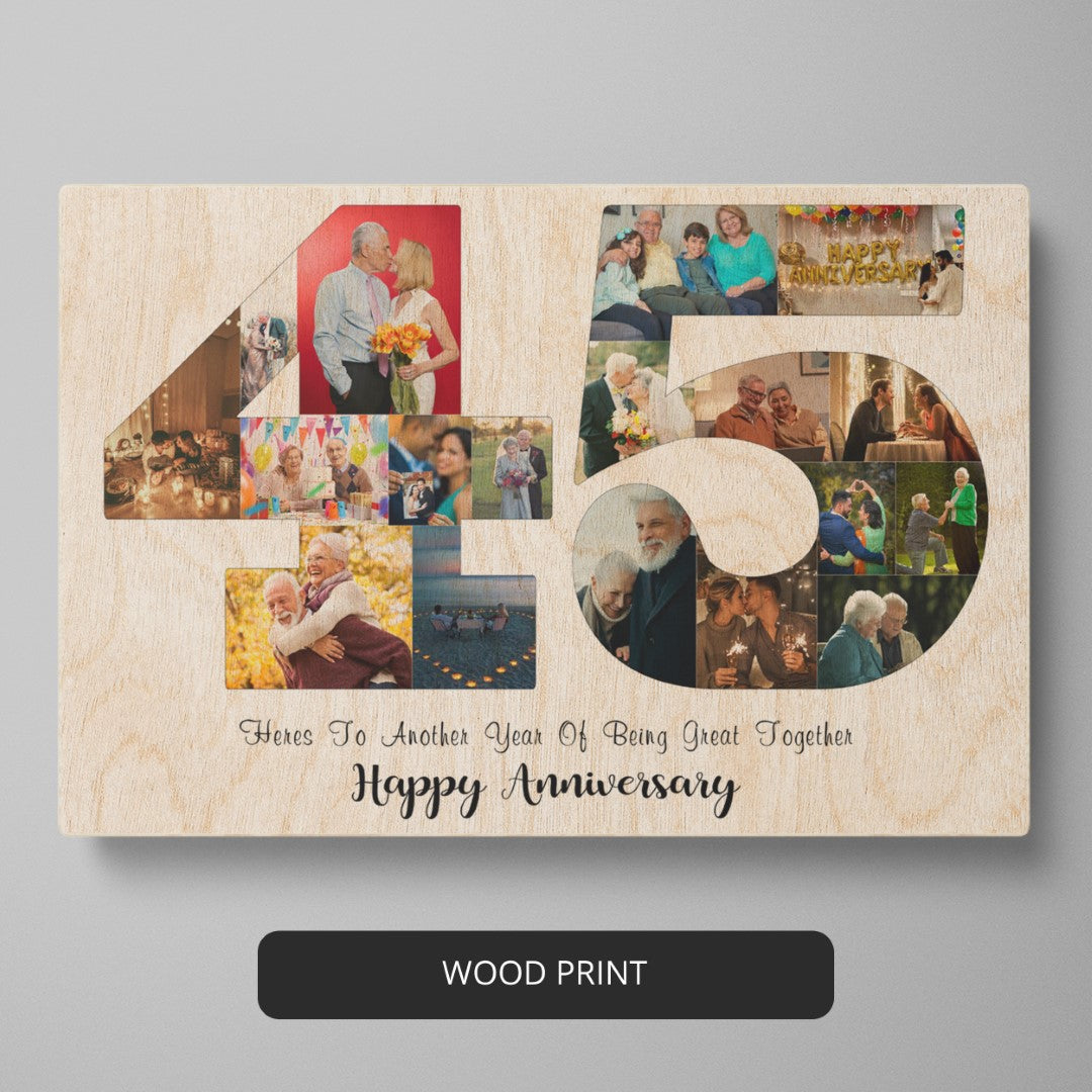 Memorable 45th wedding anniversary gift for husband or wife - Personalized Photo Collage