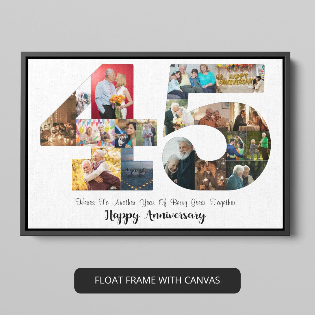 Beautifully commemorate your parents' 45th wedding anniversary with a one-of-a-kind Photo Collage