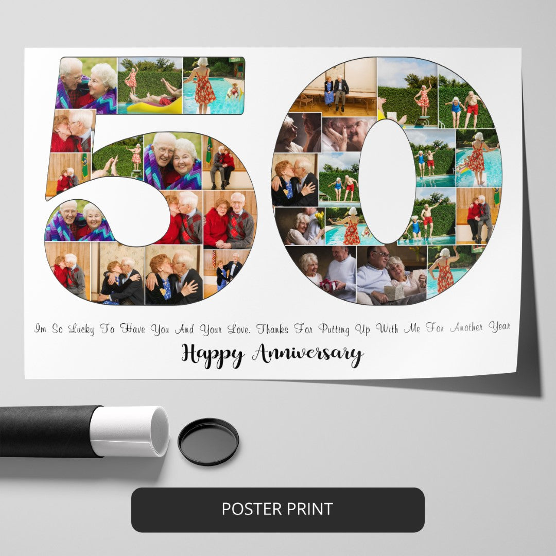 Unique Present Idea for a 50th Wedding Anniversary with Personalized Photo Collage