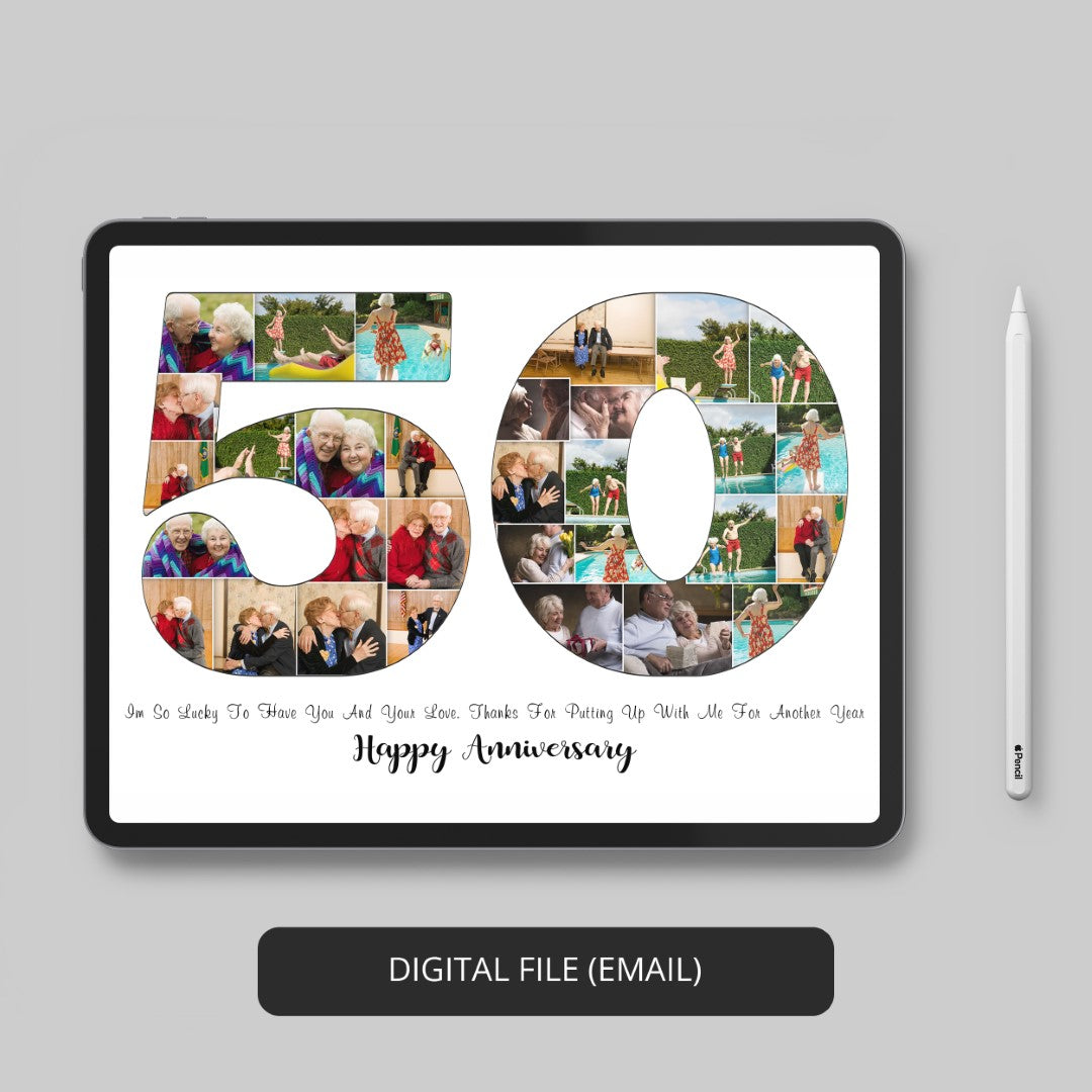 Perfect 50th Anniversary Gift for Couples - Personalized Photo Collage