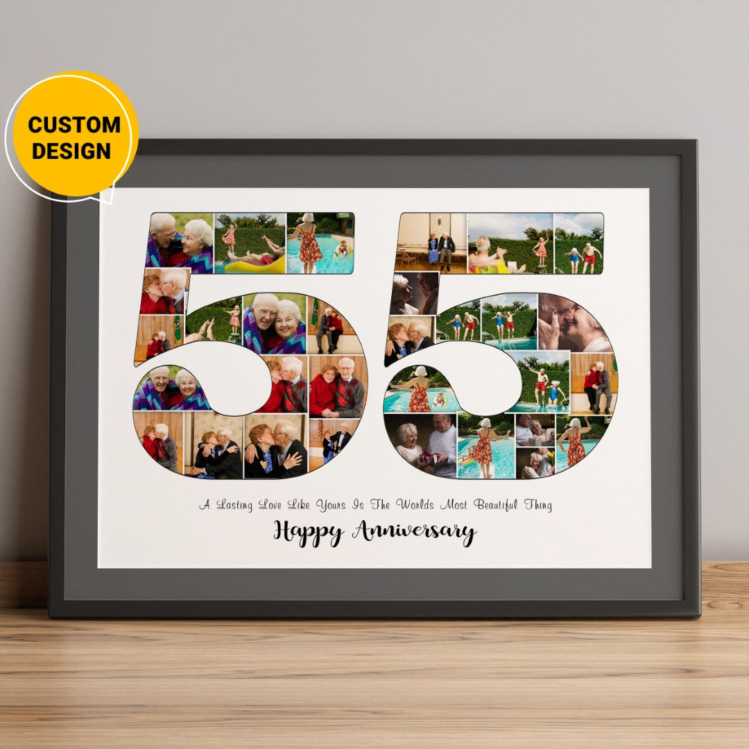 parents' 55th-anniversary special with a personalized photo collage gift