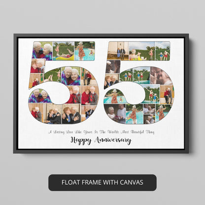 55th wedding anniversary with a one-of-a-kind personalized photo collage