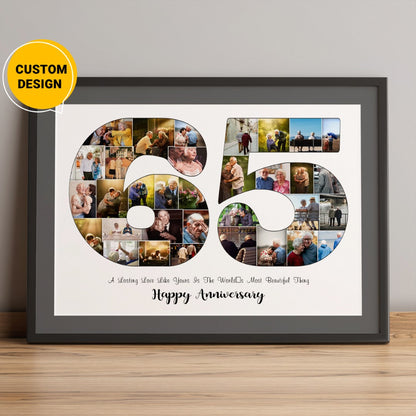 personalized photo collage for a 65th wedding anniversary gift