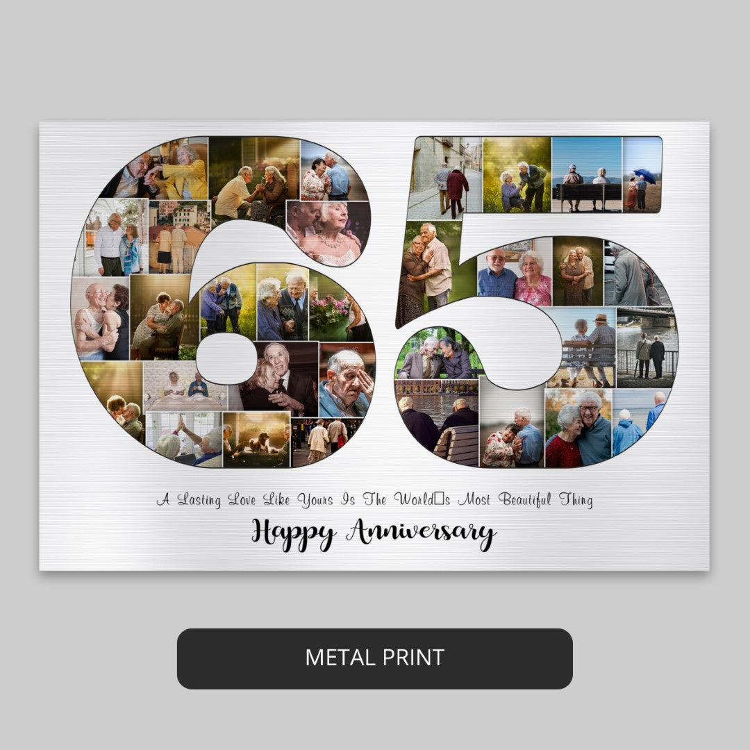 customize heartfelt 65th wedding anniversary photo collage gift