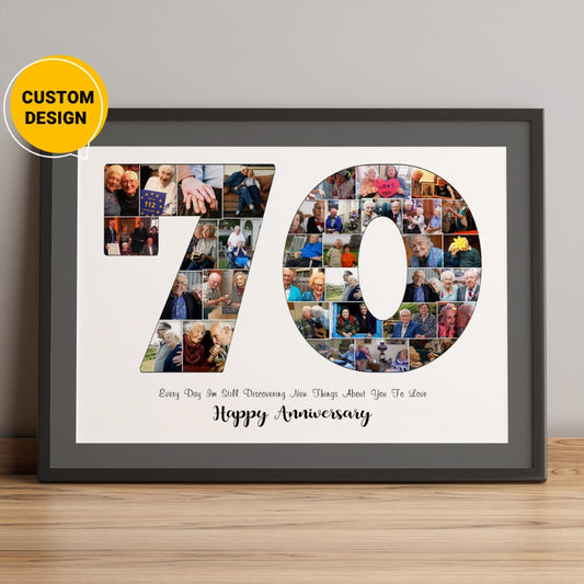 Customized 70th Anniversary Photo Collage Gift for Couples