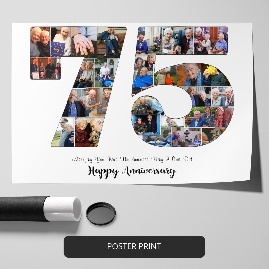 Personalized Photo Collage - Photo Collage Gift for 75th Diamond Wedding Anniversary